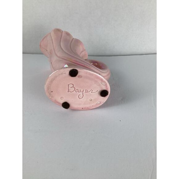 Bayer Pottery Pink Drip Glaze Shell Set Of 2 Planter Vase Vtg Mid Century USA - Picture 5 of 9